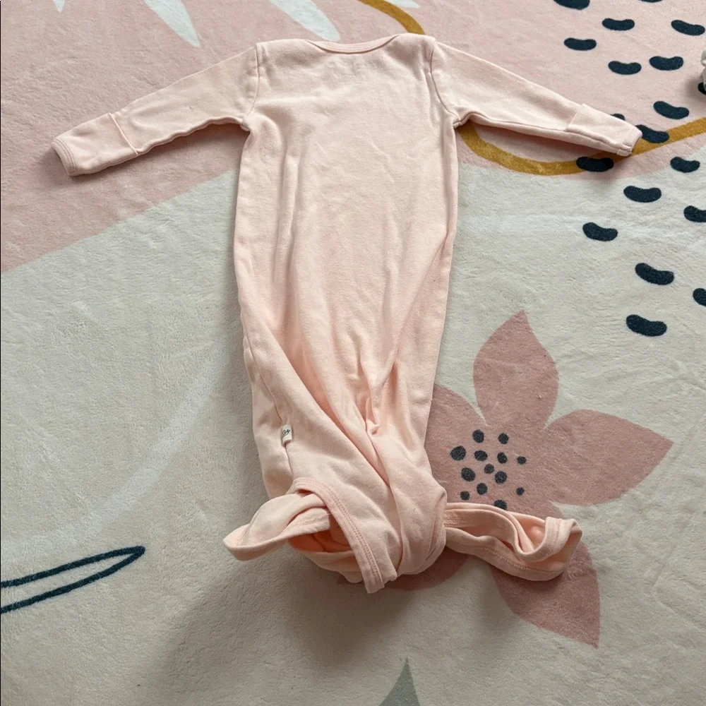 Tiny Kind Organic Cotton Knotted Gown - Pink - Size 0 to 3 months